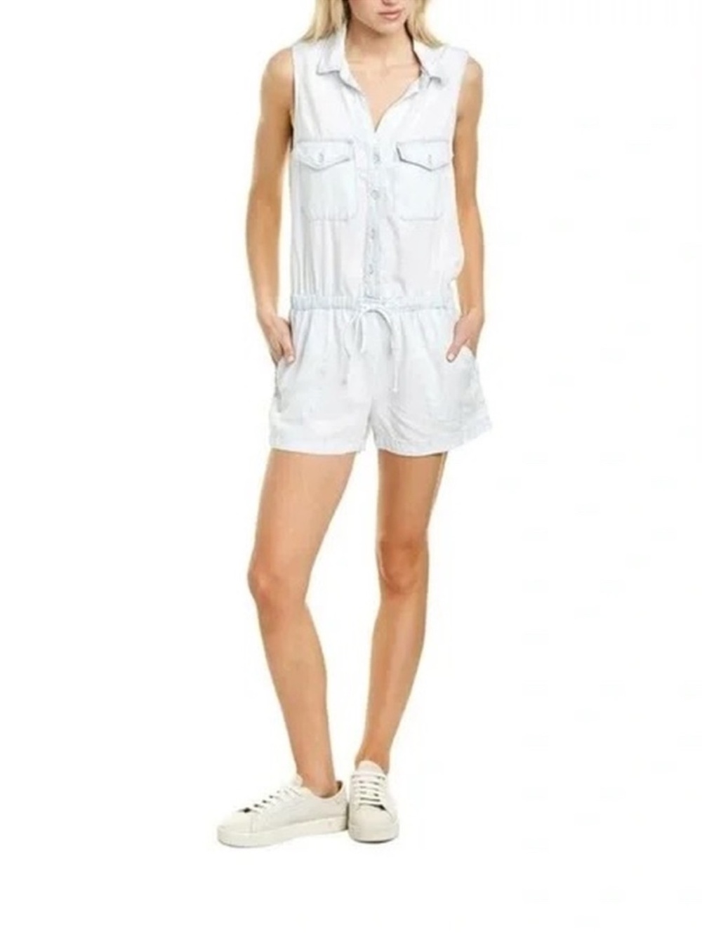 New NWT Bella Dahl Tencel denim wash utility Sleeveless Shorts Romper large